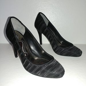 Nina Black Satin Heels